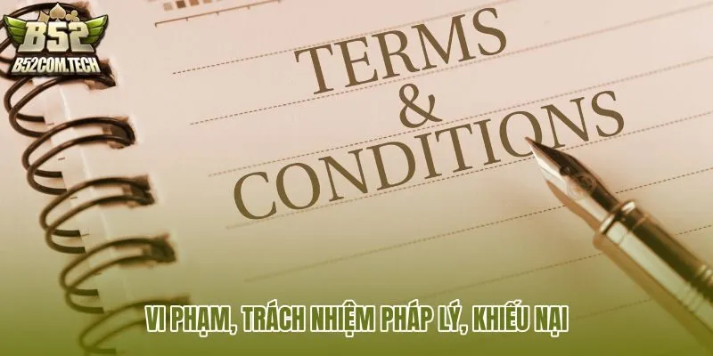 Điều khoản điều kiện về vi phạm và quy trình khiếu nại